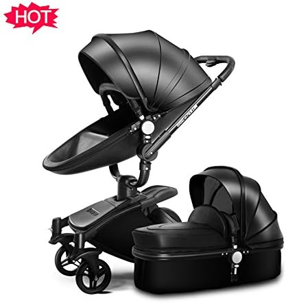 Homespon Infant Shock-resistant Stroller Baby Pram Bassinet 2 in 1 Combo-Black