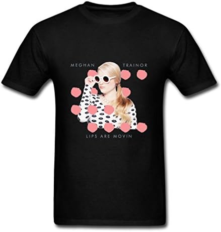 Adults' Cotton Custom Meghan Trainor Lips Are Movin Poster T Shirt Black S