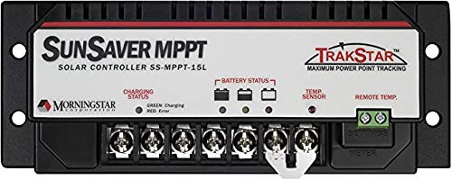 Morningstar - Controlador de carga solar SunSaver 15A MPPT para baterías de 12 V / 24 V, la tasa de fallas más baja de la industria, diagnóstico integrado, (SS-MPPT-15L)