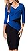 HOMEYEE Women's Elegant Patchwork Wear to Work Pencil Sheath Dress B384 (12, Blue+3/4 Sleeve)