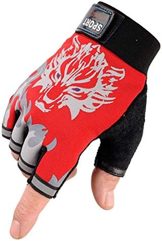 EoCot 1 Pair Hiking Fitness Outdoors Sports Men Bike Cycling Gloves Half Finger Wolf Riding Anti Slip