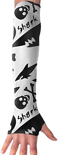 Mossey Raymond Sunblock Protective Long Arm Sleeves Running Golf Cycling Driving - 1 Pair, Skull Shark Pattern