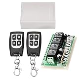 INSMA 433Mhz Wireless RF Switch Long Range DC 12V 4CH Channel Wireless Remote Control Switch, DC12V Relay Receiver Module, Transmitter Toggle Switch RF Relay (2 Transmitter & 1 Receiver)
