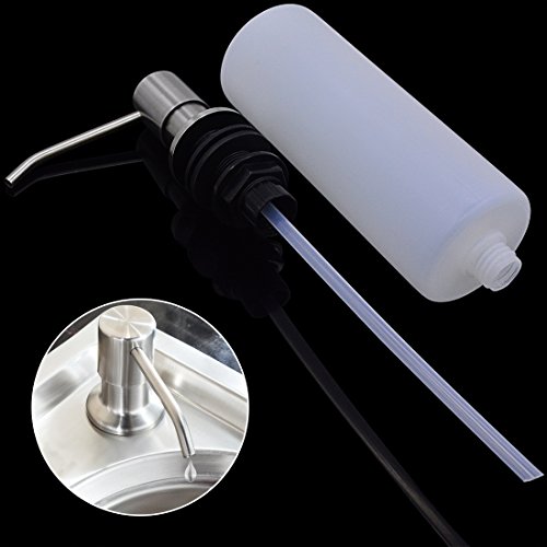 Built in Soap Dispenser, Bantoye 17 oz Large Capacity Bottle 304 Stainless Steel Pump Threaded Tube Soap Dispenser for Kitchen Thick Deck Installation