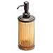 mDesign Bath Accessory Set, Soap Dispenser Pump, Toothbrush Holder, Tumbler, Soap Dish - 4 Pieces, Amber/Bronze