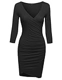MBE Women's Super Sexy 3/4 Sleeve Body Con Wrap Dress