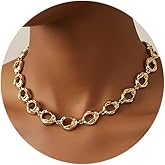 Chunky Gold Choker Necklaces for Women,14K Gold Plated Teardrop Thick Chain Necklaces for Women Bold Statement Necklace Trendy Jewelry Gifts