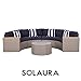 SOLAURA 5-Piece Patio Sectional Furniture Set Half-Moon Patio Set Grey Wicker Curved Outdoor Sofa with Grey Cushions & Round Glass Coffee Table (Pillow Included)
