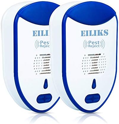 EILIKS Ultrasonic Pest Mosquito Repellent, Electronic Indoor Repeller - Repels Away Fleas, Bugs, Rodents, Roaches, Mice, Insect, Ants, Spiders, Rats (2 Pack)