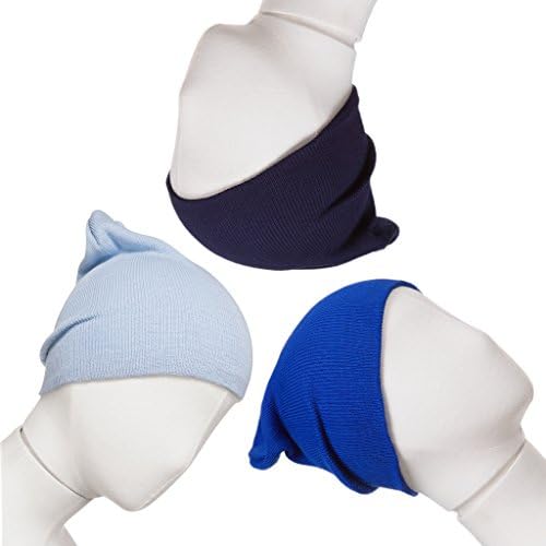 Beanies101 Combed Cotton Beanie For Newborns &amp; Infant Girl &amp; Boy Babies - Navy Blue SkyBlue Combo | 0-3mo