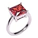 Weina Created Princess Cut Garnet Silver Filled Filled Fashion Ring Size 5 6 7 8 9 10 11 12 PR37