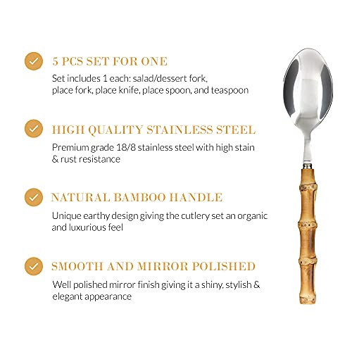 Homenook-Bamboo-Silverware-Set-Natural-Bamboo-Flatware-Bamboo-Cutlery-and-Utensils-Handcrafted-5-Piece-Utensil-Setting