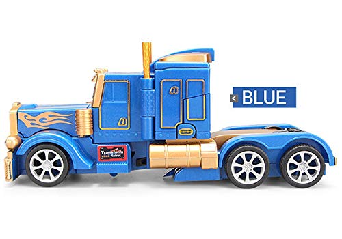 YARMOSHI Robot Truck 2 in 1 Action Figure, Autobot. This Remote Control Fighter Toy has a USB Connection for Easy Charging. Made of Safe, Sturdy Materials, (Blue-Gold)