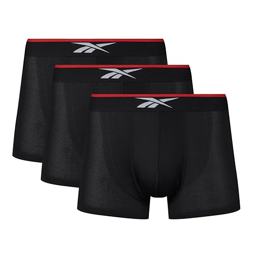 Reebok Calzoncillos bóxer Glynn para Hombre, Pack de 3 Calzoncillos Deportivos, Transpirables y elásticos,Pack múltiple de Calzoncillos bóxer, Color Negro