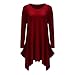 WearLove Women Asymmetrical Loose Long Sleeve Pockets Tunic Shirt Dress Wine Red L