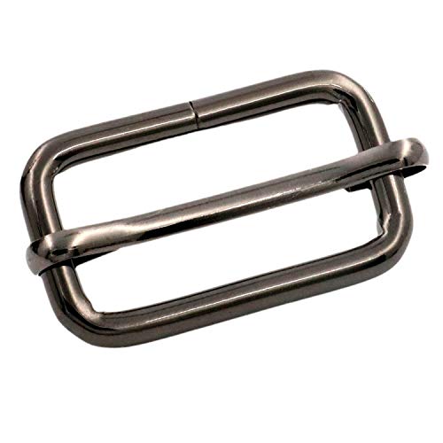 BIKICOCO Metal Slide Adjuster Buckle Tri Glide with Movable Center Bar Non Welded 1.25 x 0.6 Inch Gunmetal Pack of 10