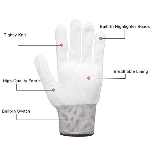 3 Pair Light Gloves LED Flashing Gloves Halloween Party Rave Glow Gloves 5 Color 6 Mode Flashing Glow in The Dark Party Supplies Favors for Clubbing Birthday Lightshows Dancing EDM Disco Dubstep Party