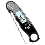 Waterproof Meat Thermometer Digital Super Fast Instant Read Thermometer BBQ Thermometer With Calibration And Backit Function Cooking Thermometer For Food, Candy, Milk, Tea, BBQ Grill Smokers (Black)