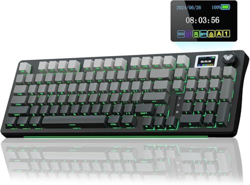 AULA S98 Pro Gaming Keyboard Wireless Mechanical Creamy Keyboard with Screen & Knob, 2.4GHz/USB-C/BT5.0 Hot Swappable, Pre-lubed Linear Switches,Side Printed PBT Keycaps,RGB Backlit Bluetooth Keyboard