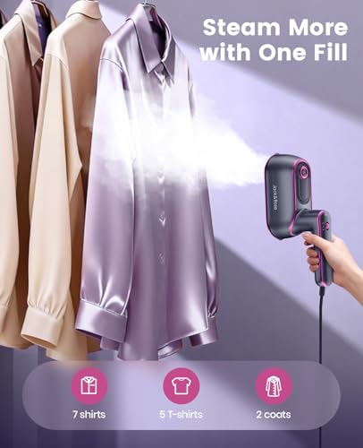 Jack＆Rose Steamer Clothes,8s Heat-up Travel Steam Iron,Portable Steamer | Portable,8s Fast Heat-up,150ml Large Tank,7.5‑ft Long Cord,Steam & Iron 2 in 1,for All Fabrics,6.5in Large Ceramic Panel