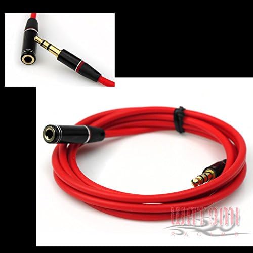 4FT 3.5MM AUX EXTENSION CABLE CORD RED NOKIA LUMIA 920 800 HTC ONE X DROID EVO