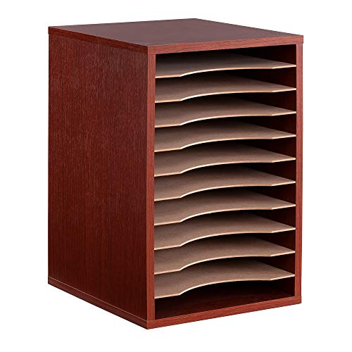 Safco-Products-9419CY-Vertical-Desk-Top-Sorter-11-Compartment-Cherry