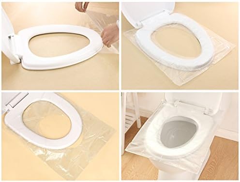 Disposable Plastic Toilet Seat Covers Travel Size for Women and Baby,10 Pack (60 Count),White …