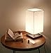 Finether Minimalist Wood Desk Lamp | Table Lamp with Fabric Shade Modern Bedside Lamp for Bedroom, Living Room, Office