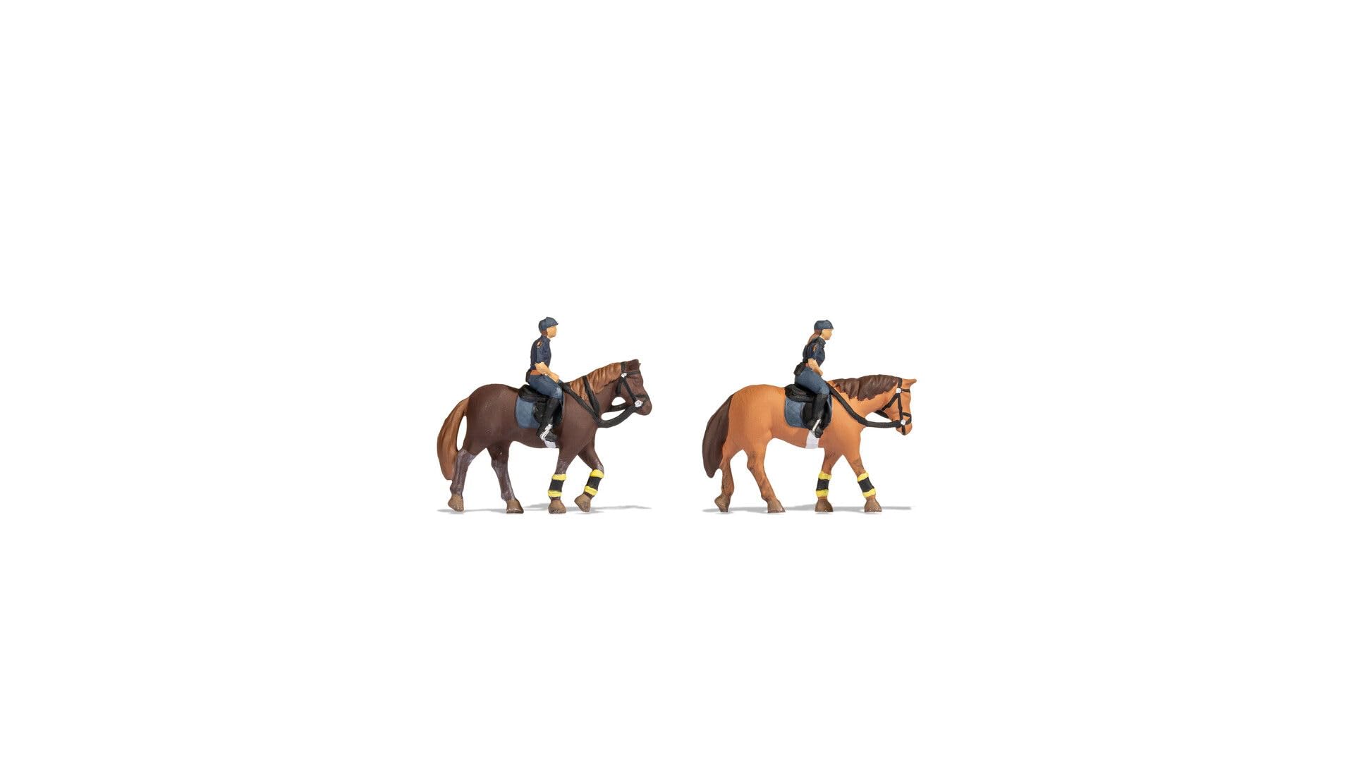 NOCH® Mounted Police, Police Officers with Horses, 1:160 (N) for N Gauge, Hand-Coloured Figures for Model Railways