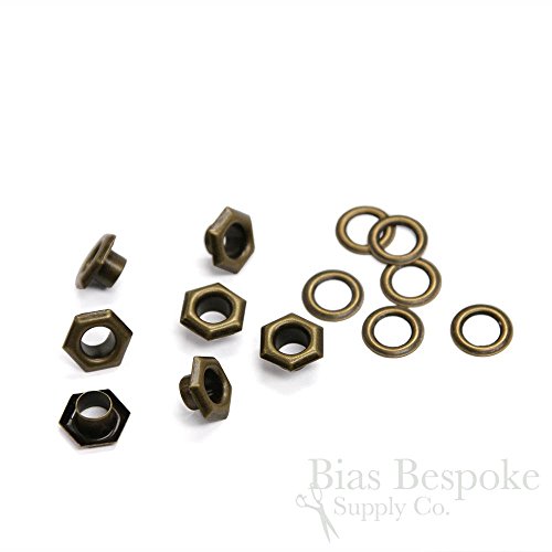 Set of 144, SOL Hexagon Size #00 Grommets, Antique Brass