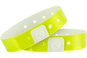 Ouchan Plastic Wristbands Neon Yellow- 500 Pack Wristbands for Events Club Music Meeting Party