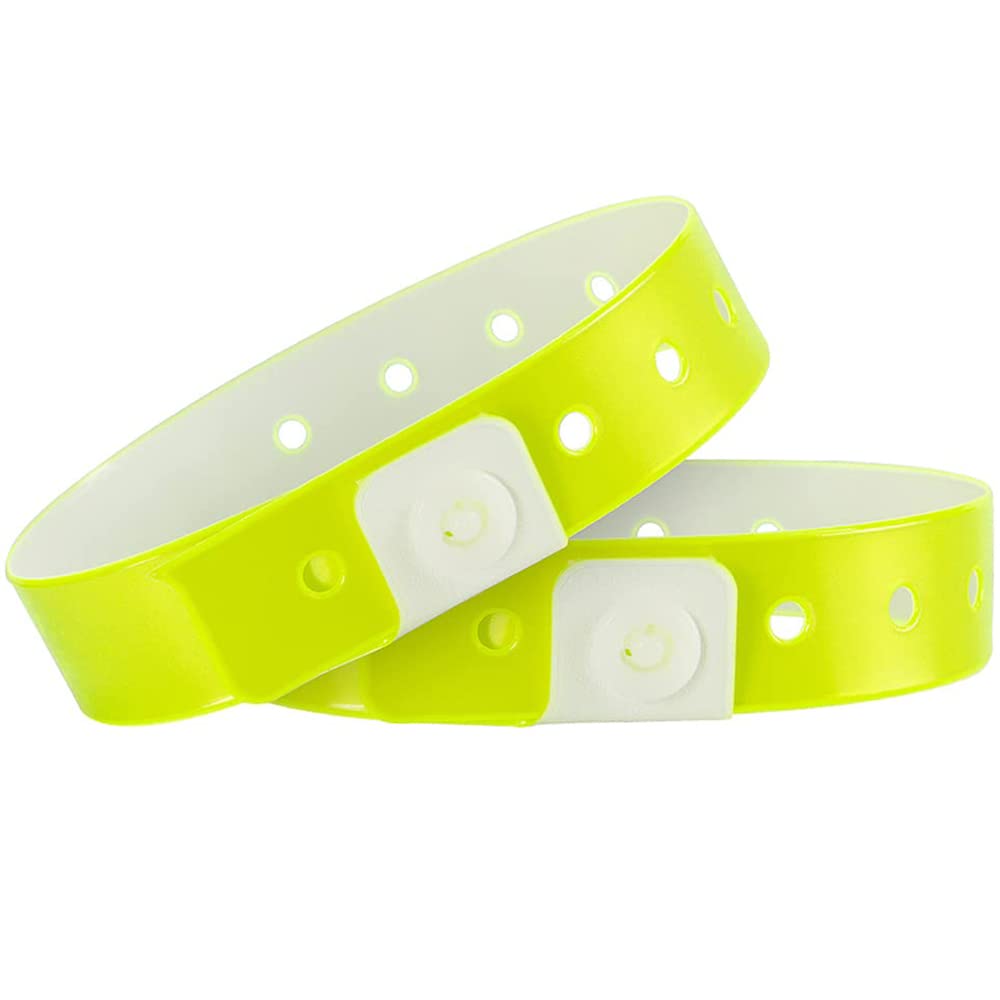 Ouchan Plastic Wristbands Neon Yellow- 500 Pack Wristbands for Events Club Music Meeting Party
