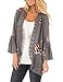 Yonala Womens Fashion Floral Open Front Blouse Loose Tops Kimono Floral Print Cardigan,Grey,X-Large