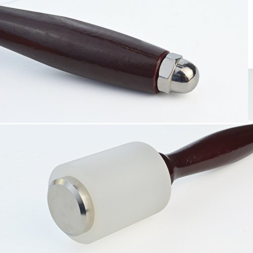 baotongle 8.3'' Nylon Hammer, Leathercraft Carving Hammer For Stamping Sew Leather Cowhide Tool Kit with Wooden Handle - Thumbnail 3
