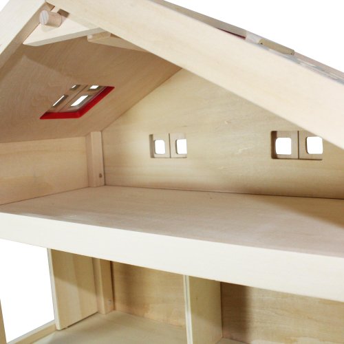 Freda Villa Puppenhaus aus Holz mit 3 Etagen Tragegriff 46 x 35 x 58 cm (B x T x H) – Bild 5