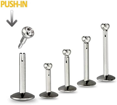 10mm Push in 316L Surgical Steel Internal Labret Lip Monroe Stud Body Piercing -1pc
