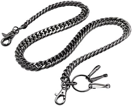 Vlisout Heavy Thick Cut Links wallet chain Swivel Trigger snap Biker Punk Key chain (Gun-Metal)