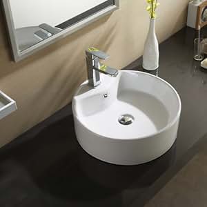 WaaGee Round White Porcelain Ceramic Vessel Sink Bowl Bathroom Basin Amazon.com WaaGee Round White Porcelain Ceramic Vessel Sink Bowl Bathroom Basin Amazon.com