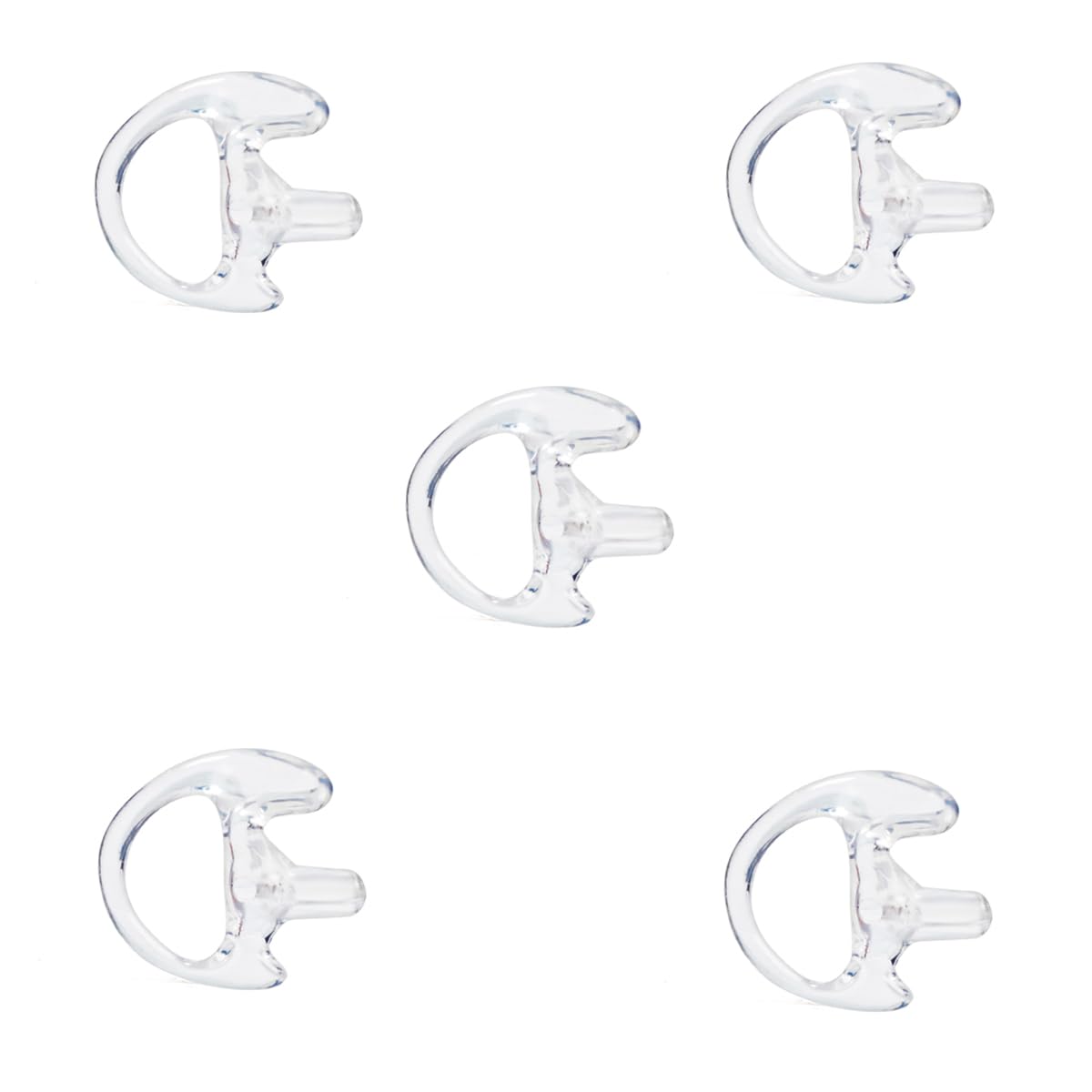 HYSHIKRA Replacement Soft Earmould Earpiece Earbud Air Acoustic Headset Earplug for Walkie Talkie Coil Tube Audio Kits, 5 for Left or Right (Transparent, Medium LEFT)