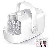 Conthfut Portable Bubble Machine, Powered by Plug-in or 6 Batteries (Included), Automatic Bubble Maker Blower 2 Speed Level, 1500 Bubbles Per Minute for Wedding Party
