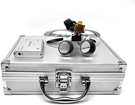 EAST Brand 3.5x420mm Medical Binocular Loupes Silver Aluminum Box+3W LED Clip-on Headlight with Filter