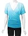 LL Womens V Neck Short Sleeve Wrap Front Ombre Deep Dye Dolman Top XXL AQUA