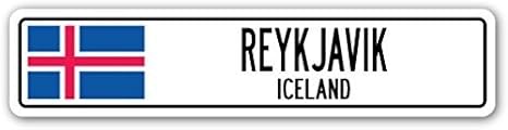 Panneau Decoratif Avec Citation Reykjavik Islande Panneau De Signalisation En Aluminium Drapeau Islandais Cadeau Amazon Fr Jardin