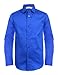 Calvin Klein Boys' Long Sleeve Sateen Dress Shirt, Button-down Style With Buttoned Cuffs & Shirttail Hem, Dark Blue, 18