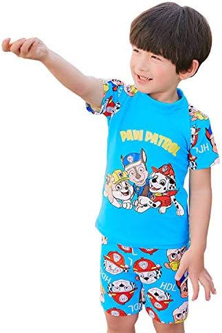 Minin Boys Girls Cute Dog Rash Guard Short Sleeve Sunsuit Swimwear(Baby/Toddler/Little Kid)