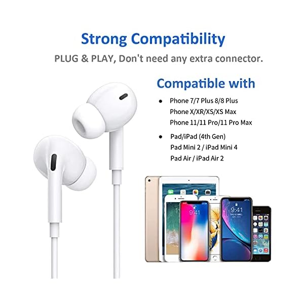 Earphones for iPhone 12, In-Ear Headphones for iPhone 7 Noise Isolating Stereo Earbuds with Mic Compatible with iPhone…