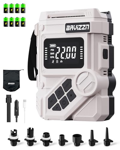 BAVIZZN 22PSI Elektrische Sup pumpe Mit Akku 12VDC Stand Up Paddle Pumpe Elektrisch Akku 59.2WH Typ-C-Anschluss Inflator & Deflator für Paddle-Board,Boot,Kayaks,Wassersport