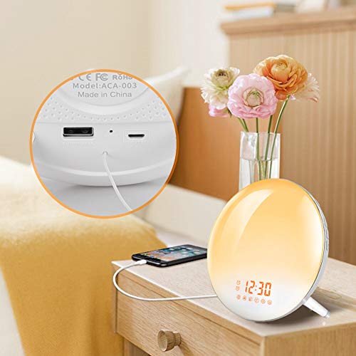 TeRich Sunrise Alarm Clock, Wake Up Light with FM Radio/Dual Alarm/7