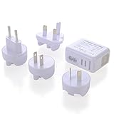 Travel Plug Adapters, HAWEEL® 10.5W/2.1A 2-USB Wall Charger with Removable International UK + EU + US + AU Travel Adapter, 5-Pieces Set suitable for iPhone 6 & 6 Plus / Samsung / LG / iPhone (White)