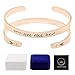 POPSPARK 2 Pieces Women Cuff Bracelets, Couple Inspirational Bangle Rosegolden Bangle Bracelets Stainless Steel Personalized Engraved Motivational Bangle Encouragement Bangle Jewelry Gift